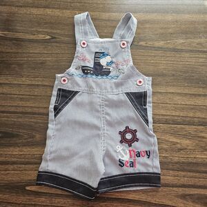 Nautical Theme Baby Overalls with Ship and Seal Graphics 3-6m
